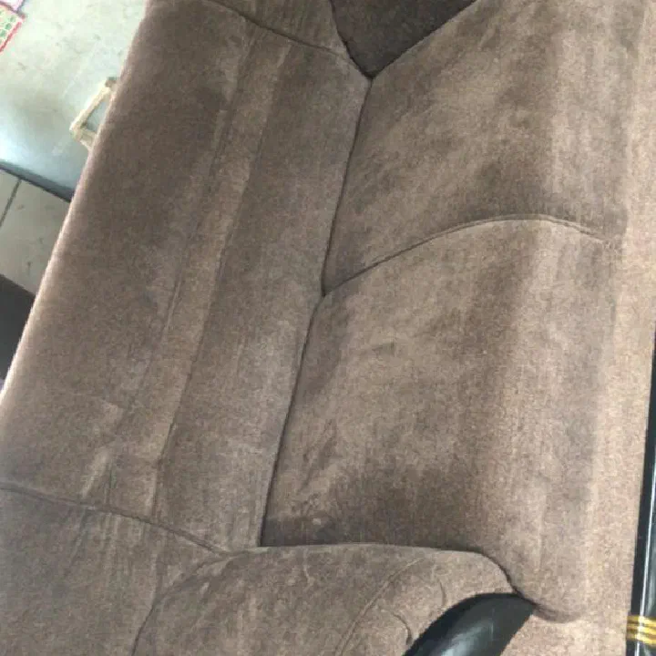 Brown fabric sofa — after cleaning