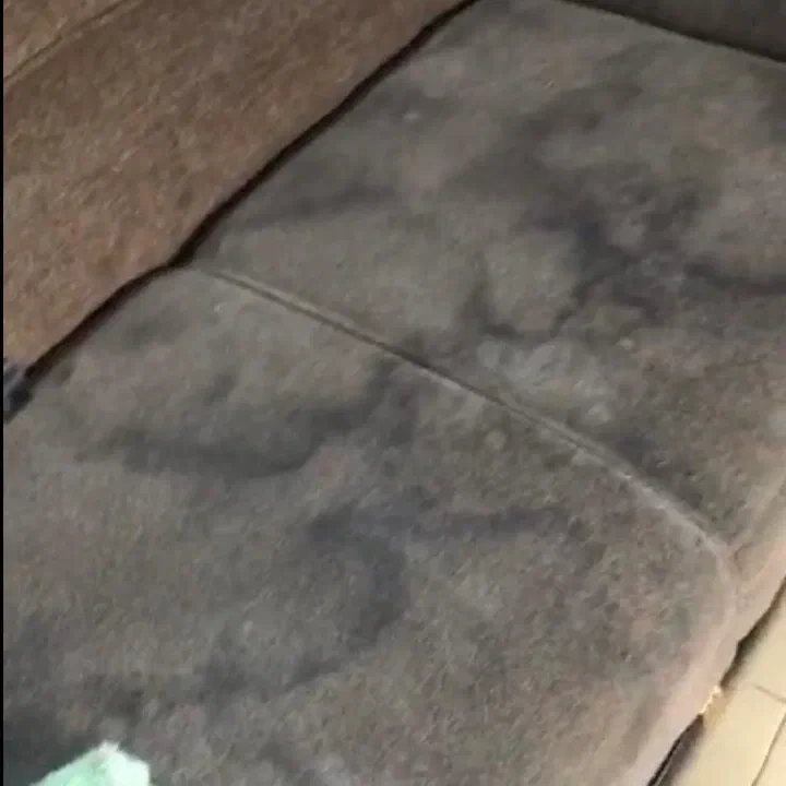 Brown fabric sofa — before cleaning